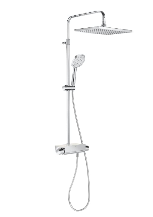 T - SQUARE - Thermostatic shower column with shelf