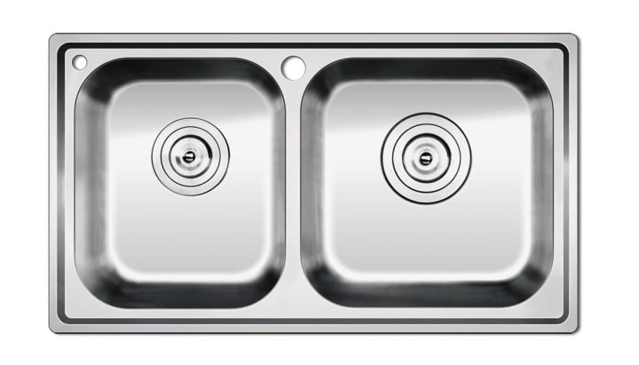 圆形双槽不锈钢厨盆带落水装置