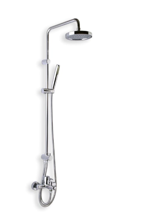 Shower column with external bath-shower mixer and handshower