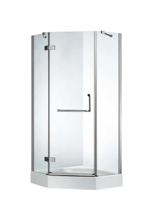 Diamond hinged shower screen