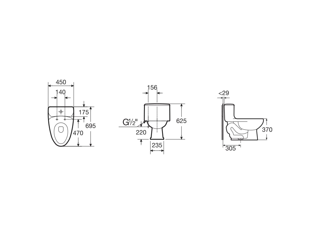 One Piece Wc With Vertical Outlet S Trap 305 Mm Roca China