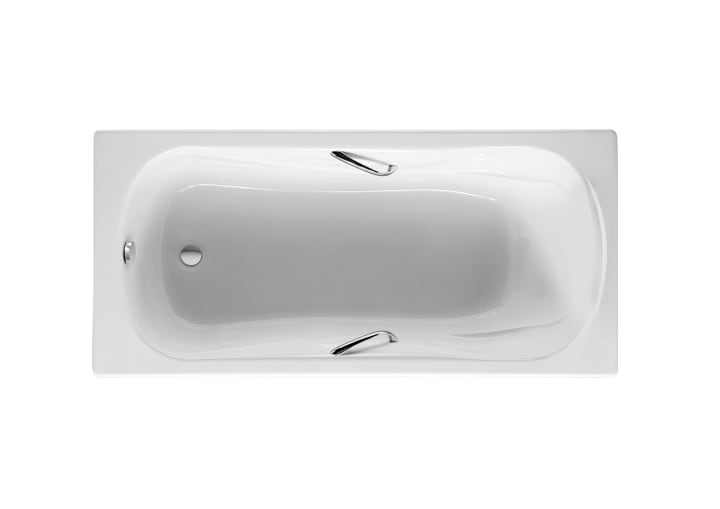 Rectangular acrylic bath with handgrips