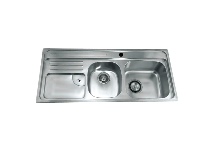 双槽不锈钢厨盆带沥水板及落水装置