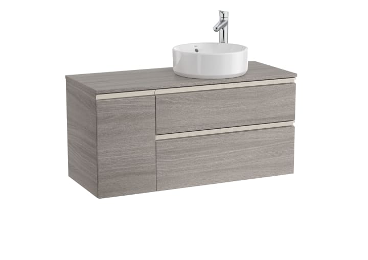Base unit with two drawers for right hand over countertop basin