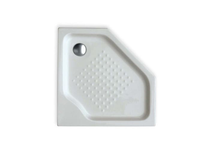 Pentagonal acrylic shower tray with anti-slip base
