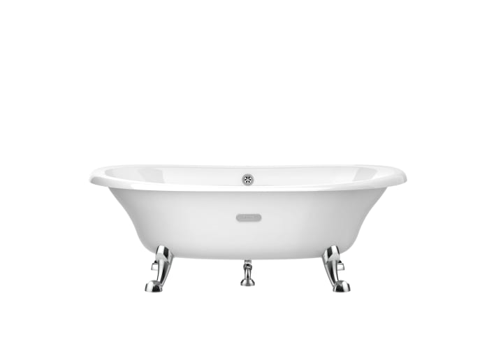 Oval cast iron bath with white exterior & anti-slip base