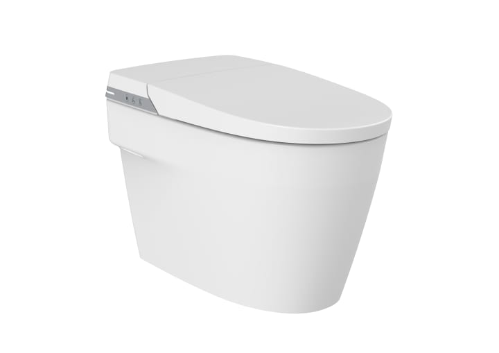 In-wash smart toilet with auto-opening (400mm, dual outlet 6L).
