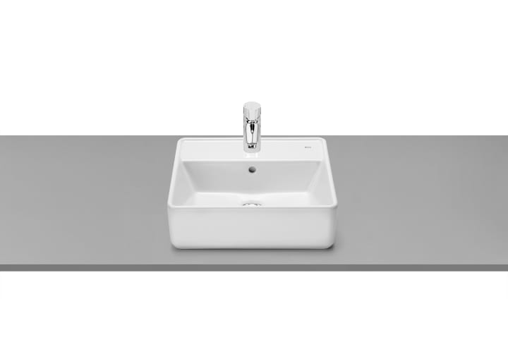 SQUARE - Over countertop vitreous china basin with taphole