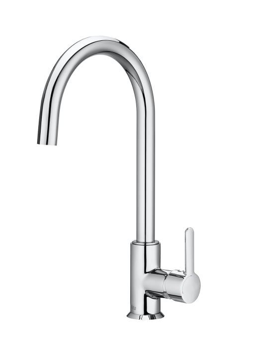 Kitchen sink mixer with swivel spout, Cold Start. Chrome