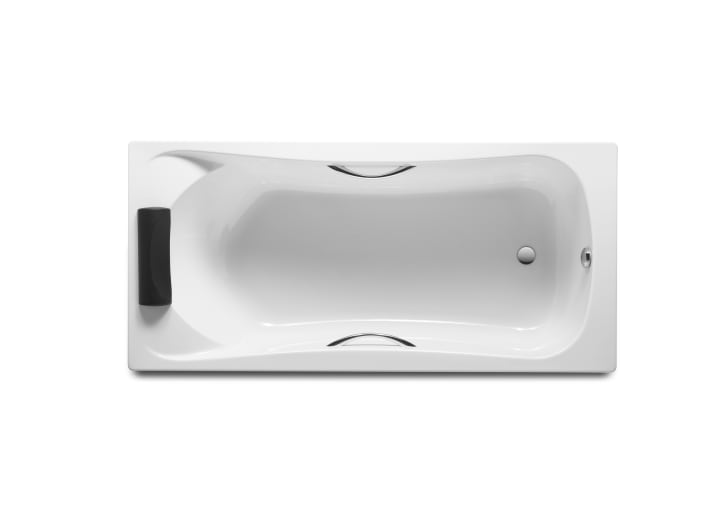 Rectangular acrylic bath without handgrips