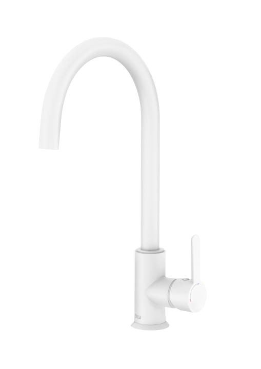 Kitchen sink mixer with swivel spout, Cold Start. White