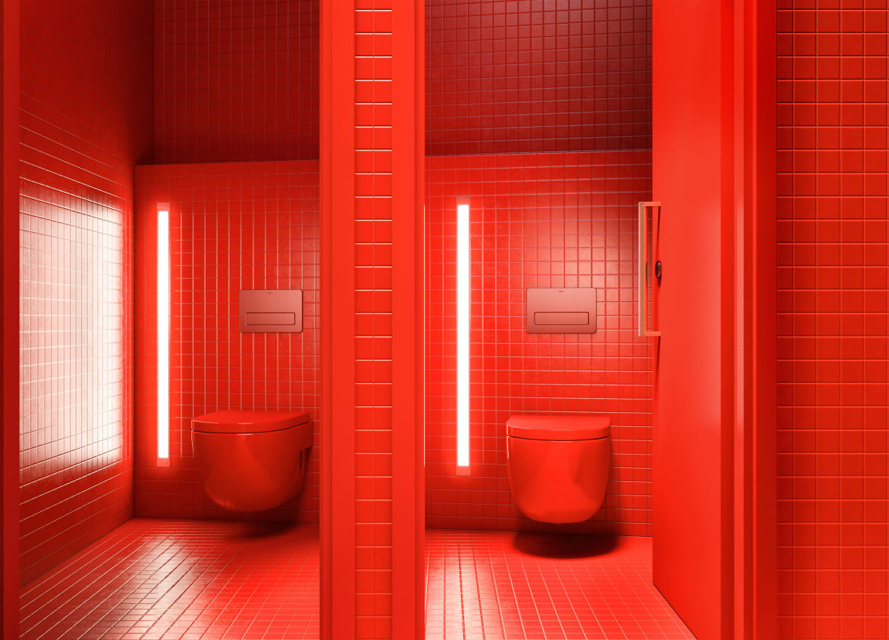 至今，埃菲尔铁塔已经历了数次油漆维护，“威尼斯红”作为一种明快的颜色，于2014年，被用于铁塔一层主要区域，并成为该项目的主打色。据建筑师Moatti介绍，选用集设计、技术和高品质为一体的Roca乐家卫浴，不仅能营造出他们理想的公共卫浴空间，更能够吸引大批参观者。6