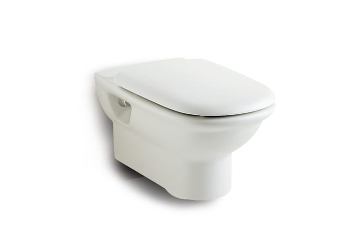 Vitreous china wall-hung WC with horizontal outlet