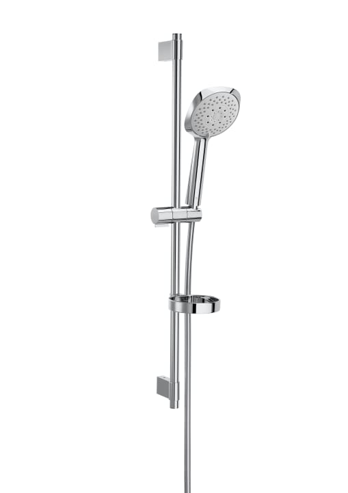 SQUARE - Shower kit with Sensum Square 4 functions handshower, 800 mm slide bar with adjustable handshower bracket, soap dish and 1.70 m flexible hose. Chromed