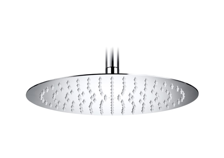 Extraslim metallic shower head for ceiling or wall installation. Support kit / arm not included.