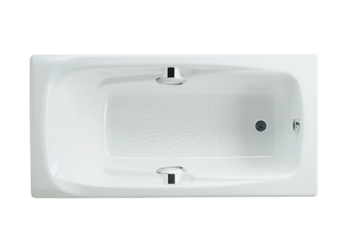 Rectangular cast iron bath with handgrips