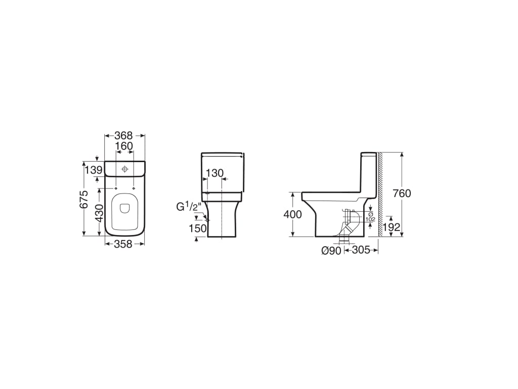 One Piece Wc With Dual Outlet P Trap Or S Trap 305 Mm Roca China