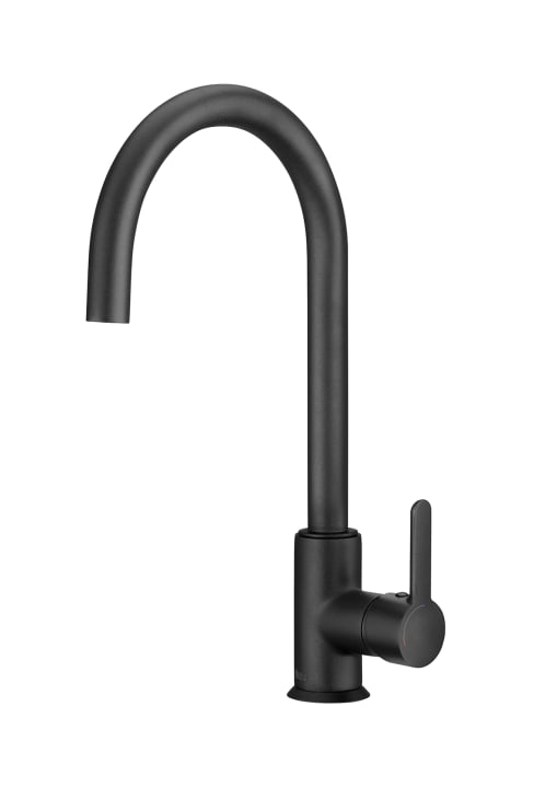 Kitchen sink mixer with swivel spout, Cold Start. Black