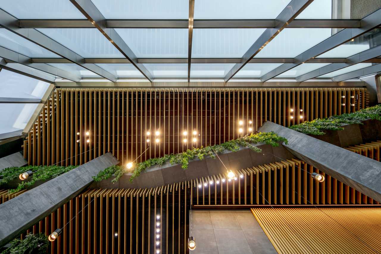 Sustainability is central to The Bridge's identity. Certified BREEAM Excellent, WELL Gold, WELL Health Safety, SmartScore and WiredScore — the first commercial property in Central and Eastern Europe to achieve the latter two. Roca delivered bathroom solutions that adhered to the high-standards of sustainability and echo the building's architectural character. Shared spaces feature water-saving L-30 Electronic faucets with Access wall-hung basins, toilets and grab bars, and client office bathrooms include L-20 Electronic faucets. Refined and timeless, the bathrooms are built for longevity — making Roca the ideal partner for this unique blend of heritage and contemporary design.9