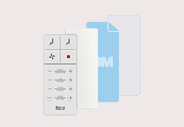 Adhesive wall mounting of remote control support.
